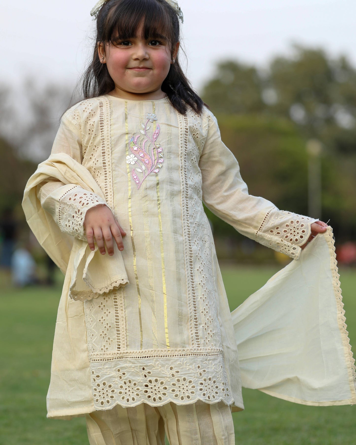 Mirror embroided Cotton Afghani Suit