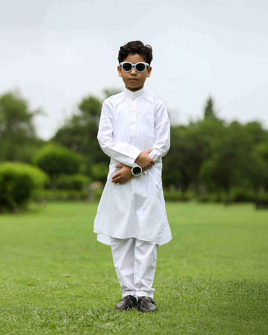 Nooraani White Cotton Kurta Pajama Set