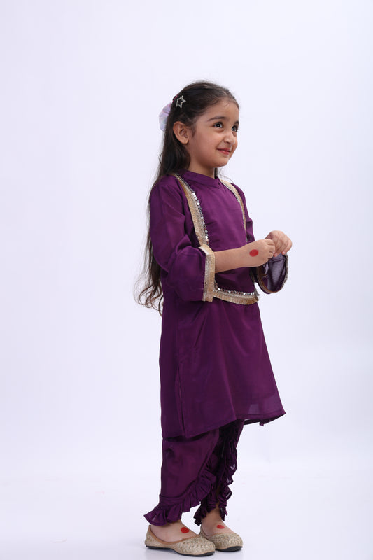 Narangi Punjabi Frilled Dhoti Set