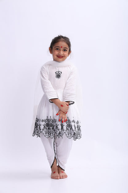 White Chikankari Suit with Embroidery