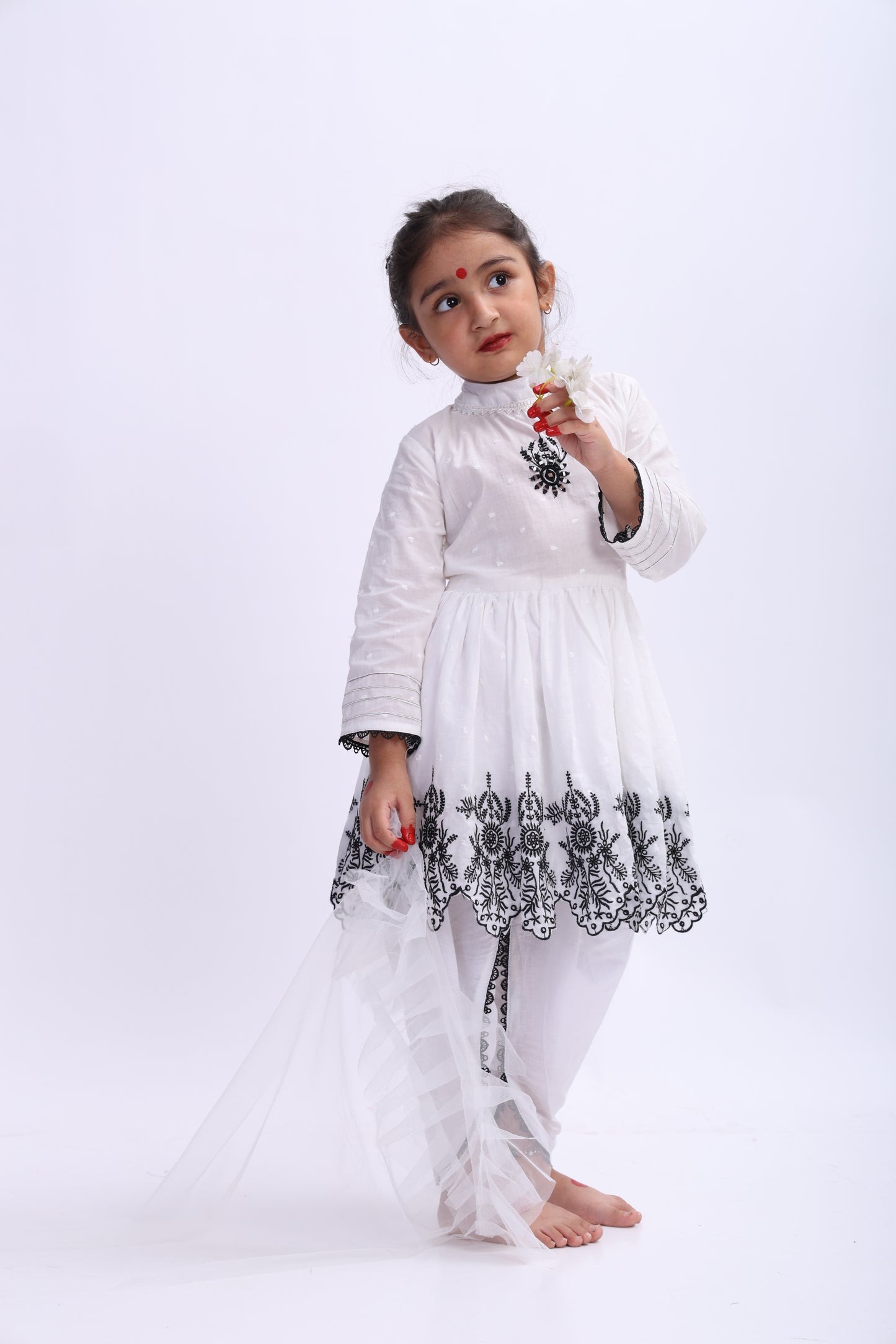 White Chikankari Suit with Embroidery