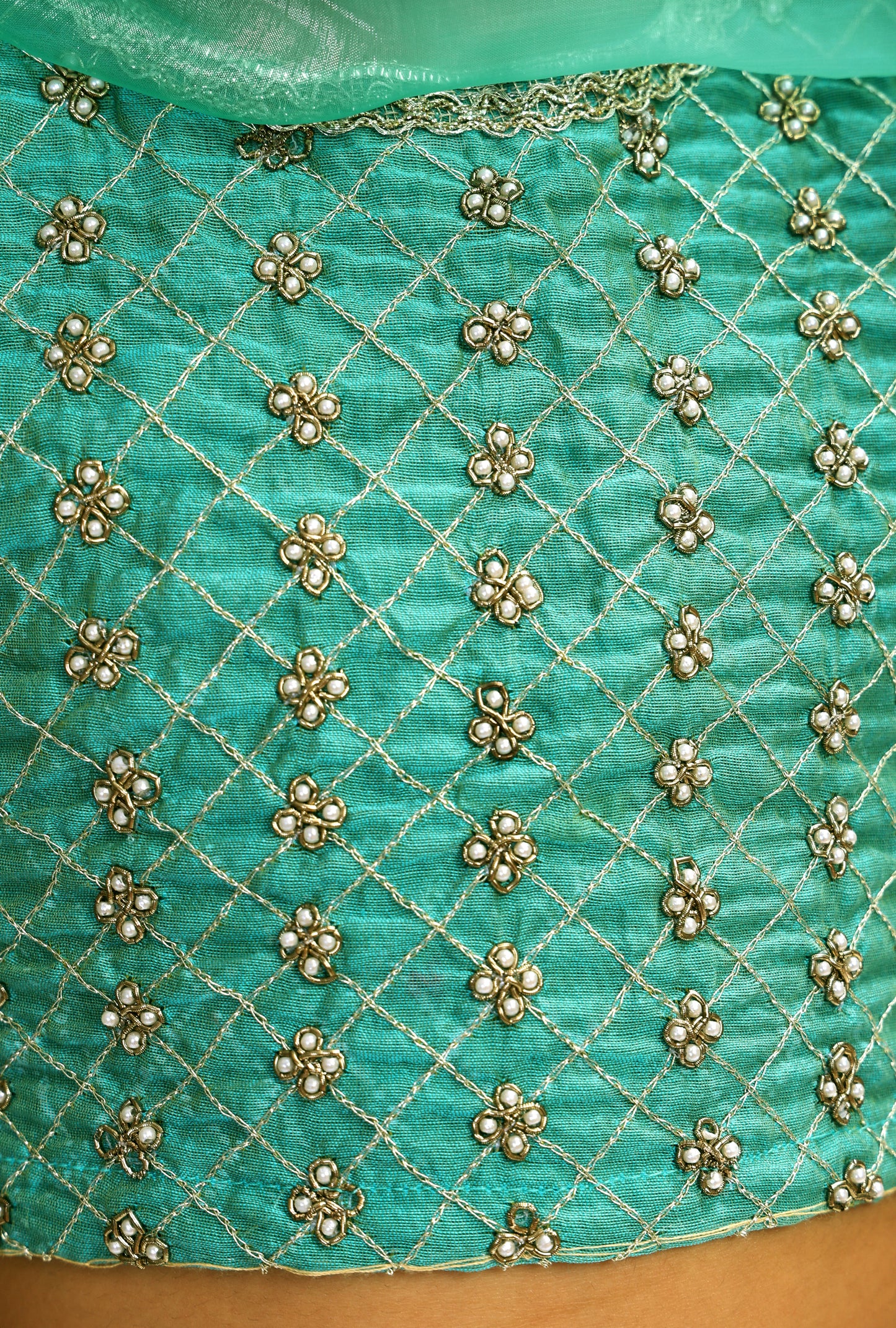 Lucknowi Chikan Rama Green Sharara