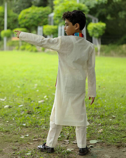 Afghan Gulabi Boys Kurta with Jacket and Pajama Set