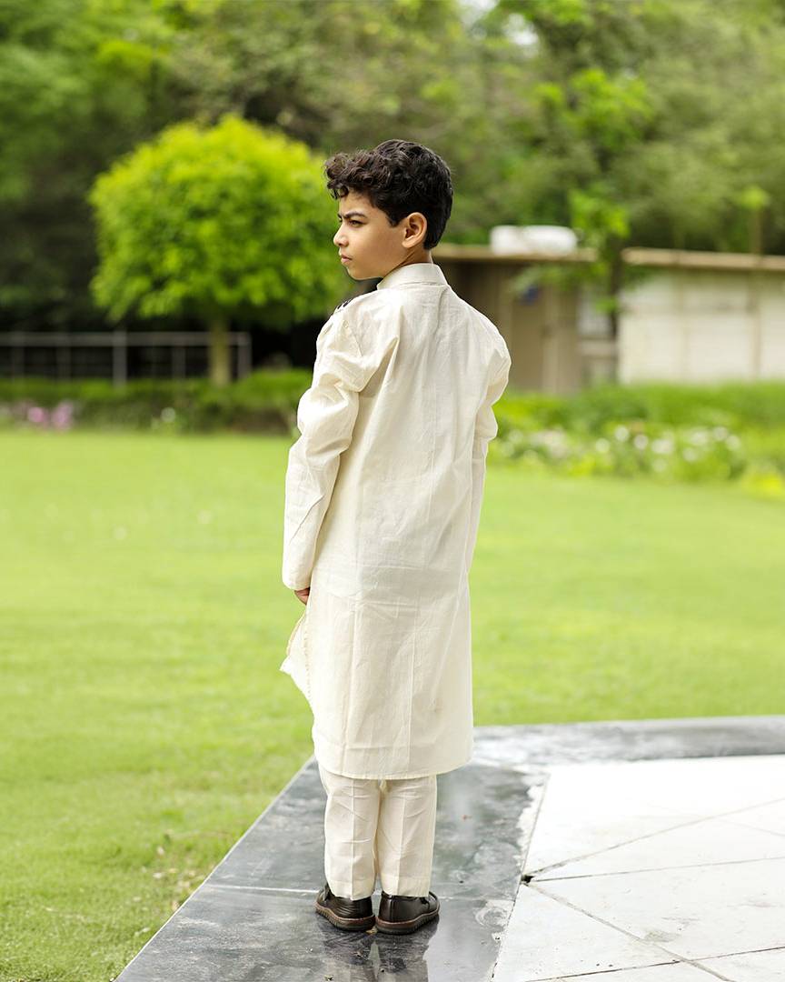 Siyah Afghani Boys Kurta with Jacket and Pajama Set