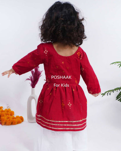 Maroon Banarsi Cotton Suit