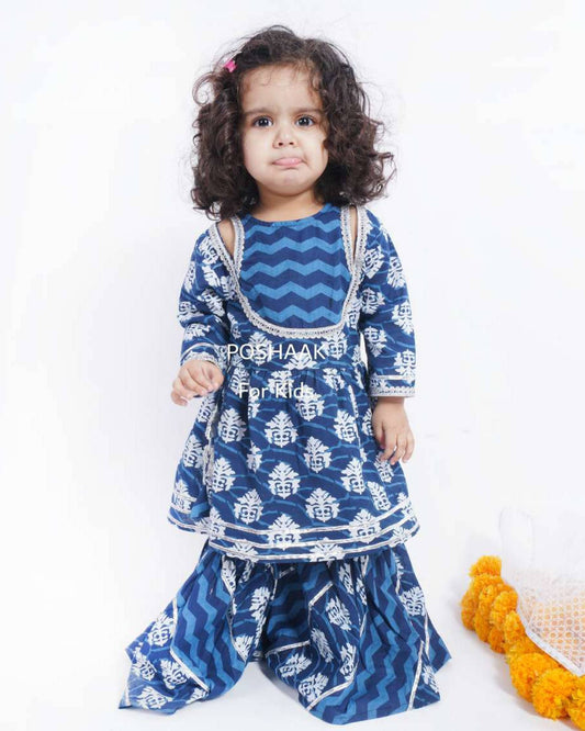 Indigo Cotton Sharara Set