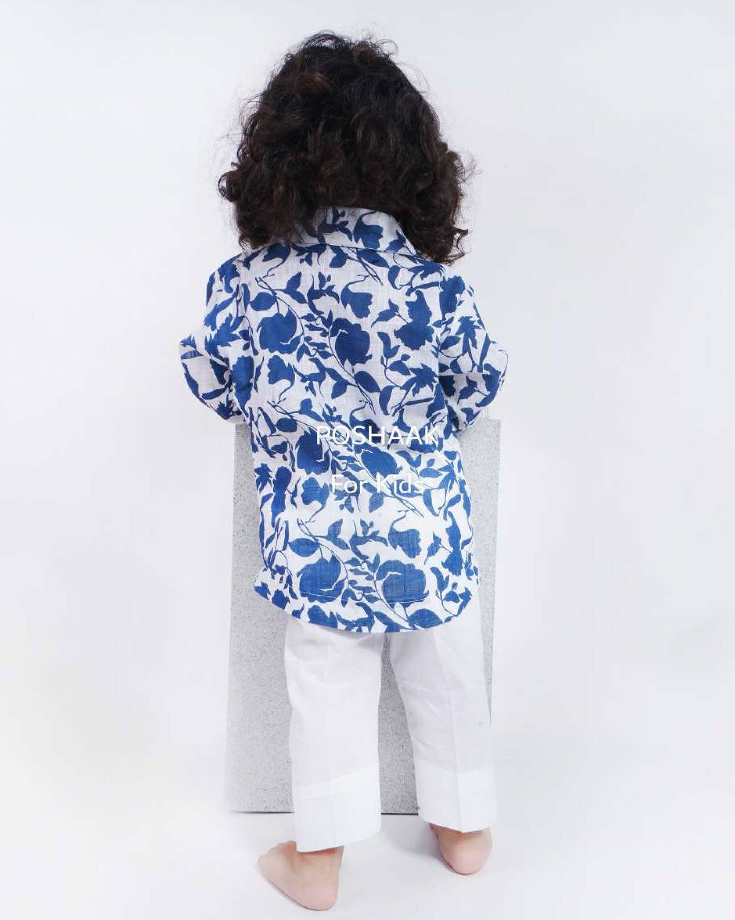 Indigo Print Cotton Co Ord set with Bow