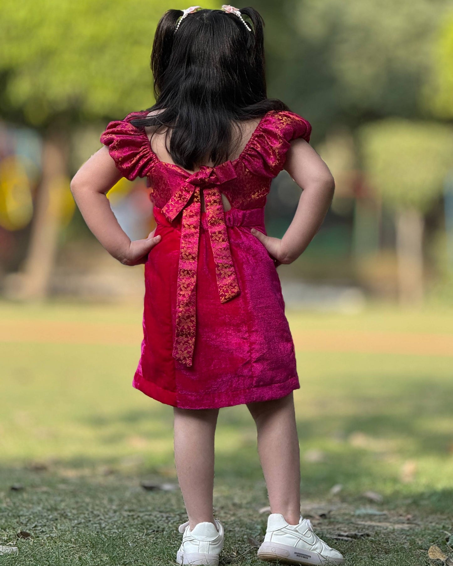 Red Off/On Shoulder Velvet Slit Dress