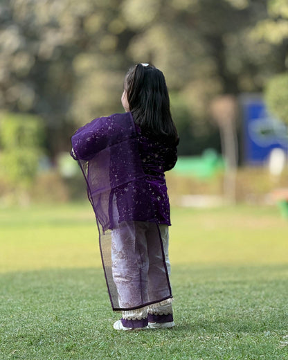 Violet Golden Salwar Kameez with Dupatta