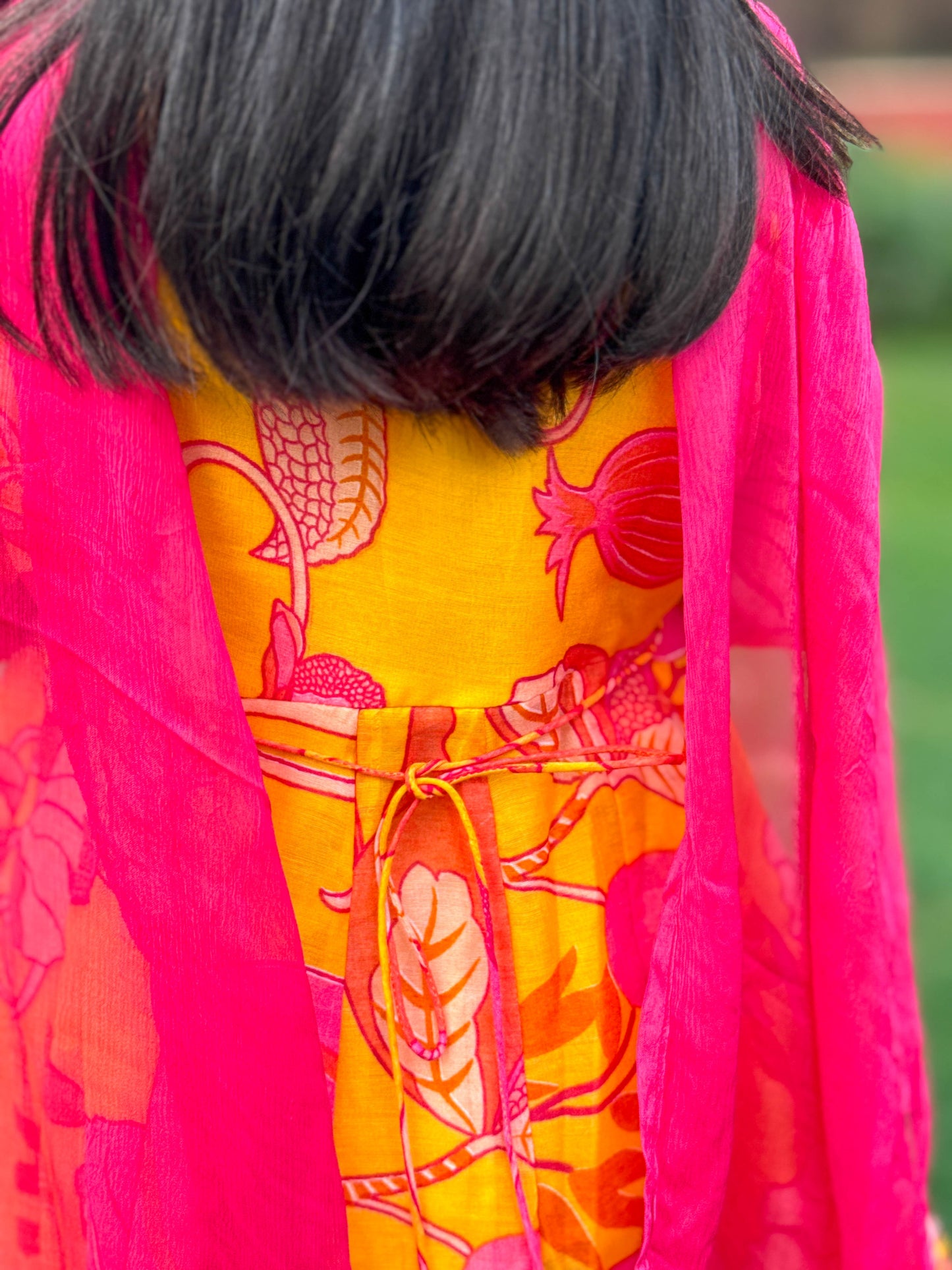 Narangi Sharara with Pink Shiffon Dupatta for Girls